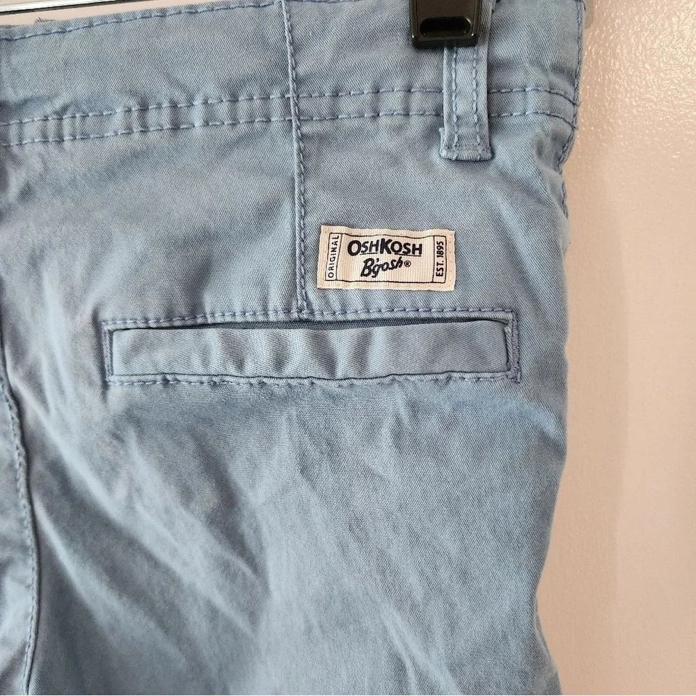 Kids sz7 Oshkosh B'gosh Boys Light Blue Chino Shorts Summer Spring Easter Preppy